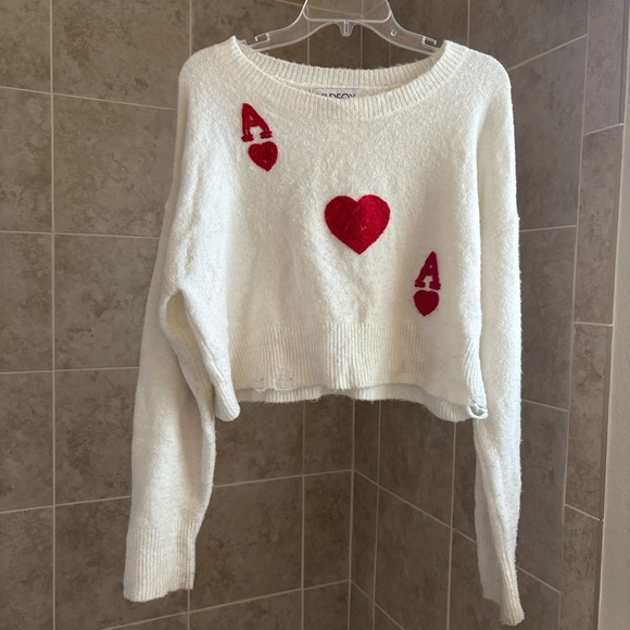 Wildfox Ace Of Hearts Sweater, Sz Small - Picture 2 of 7